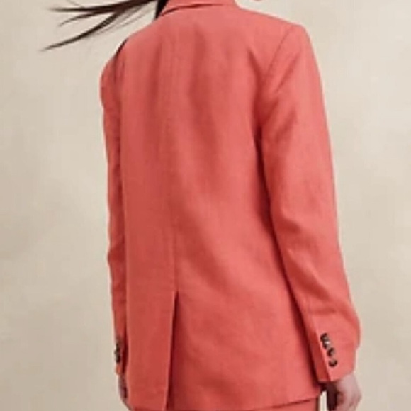 Banana Republic Lina Relaxed Linen Blazer Coral size 6 - Picture 2 of 7